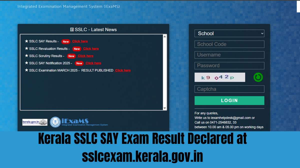 Kerala SSLC SAY Exam Result Declared at sslcexam.kerala.gov.in, Download Improvement Marks Memo Here